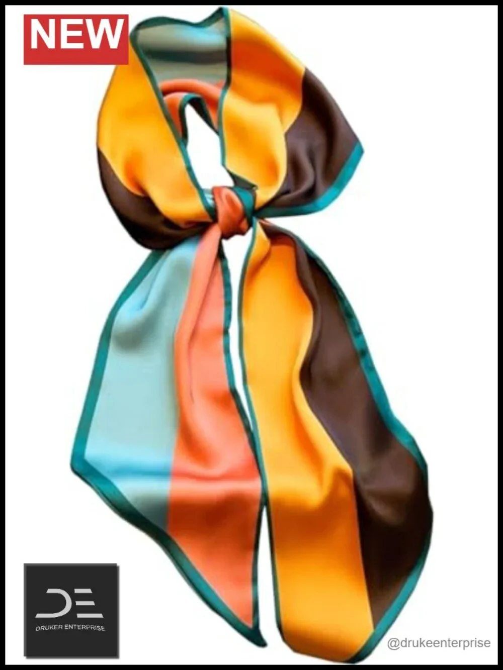 Silky Long Thin Satin Scarf for Women Head Scarf Handbag Accessory Fashion
